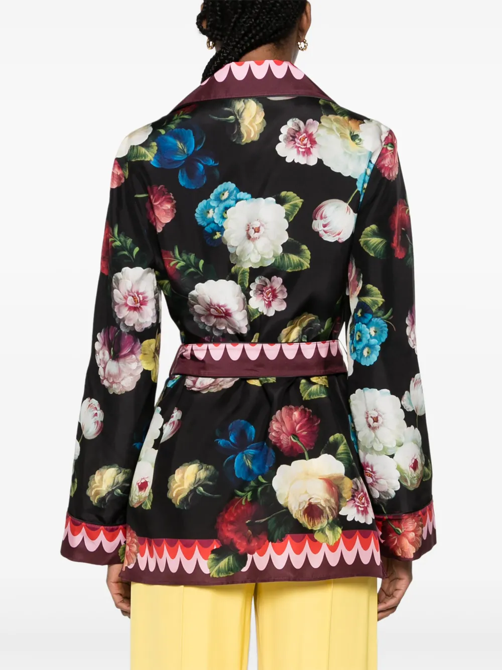 Шелковая рубашка с цветочным принтом DOLCE & GABBANA, черный — фото 4