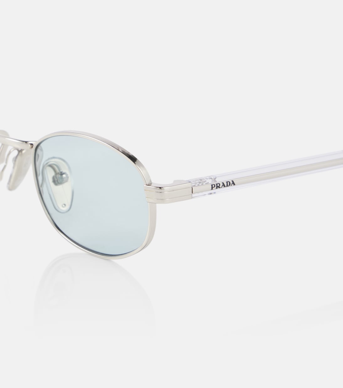 Овальные солнцезащитные очки Prada, Silver/Blue — фото 2