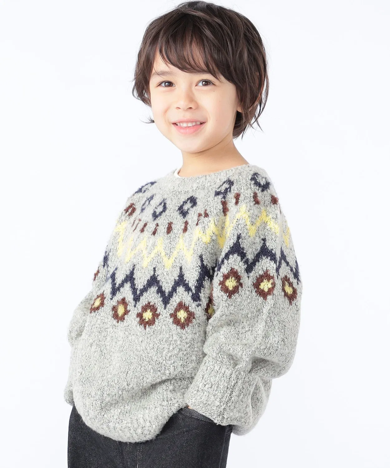 Детский свитер с узором Fair Isle, SHIPS KIDS, акрил, серый