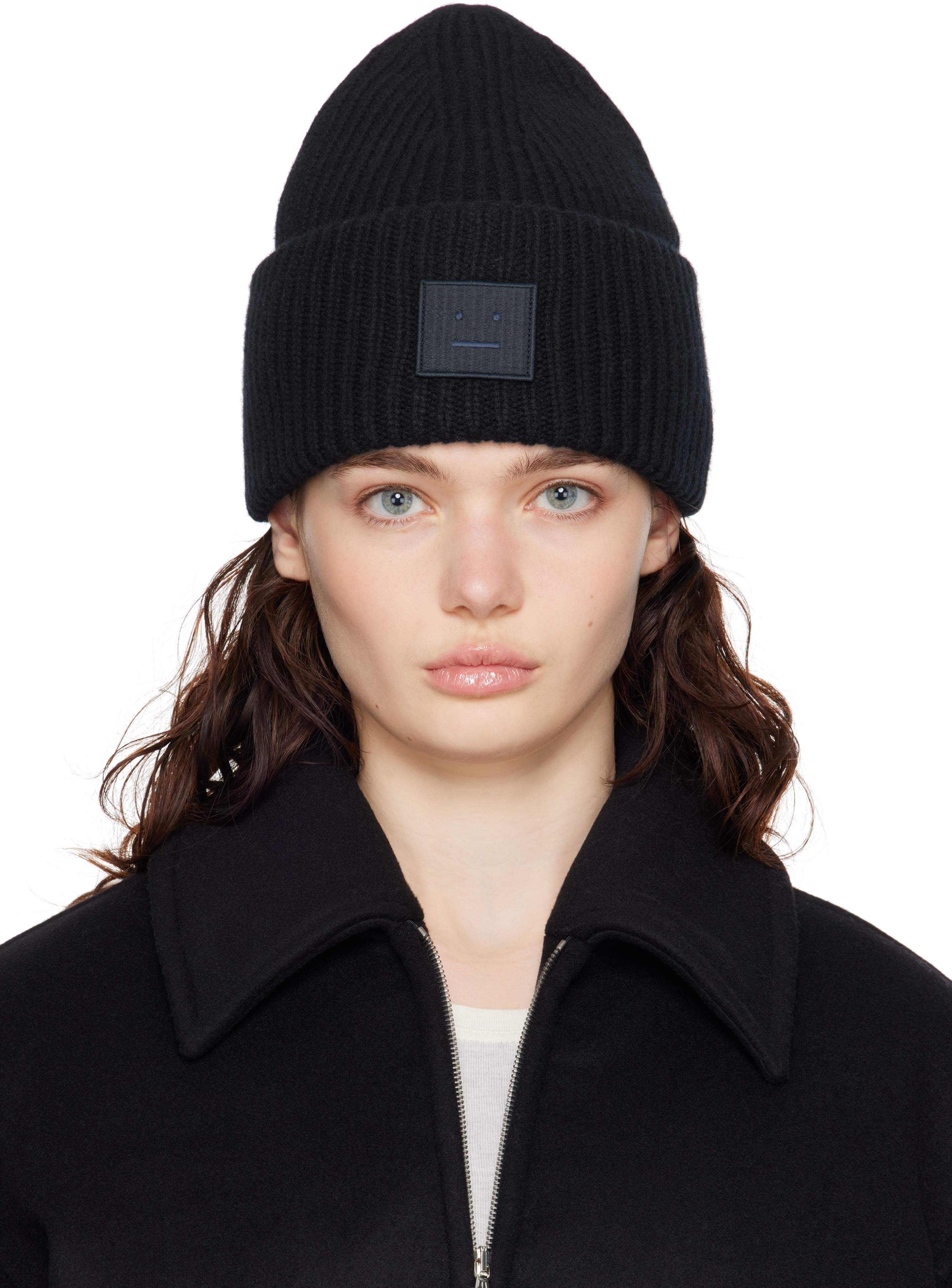 

Шапка с большим логотипом Acne Studios, черный