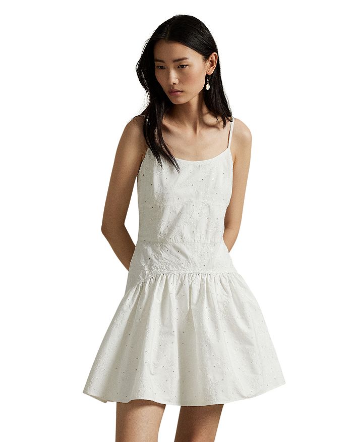 

Платье из хлопка Lauren Ralph Lauren с ажурными вставками Ralph Lauren, белый