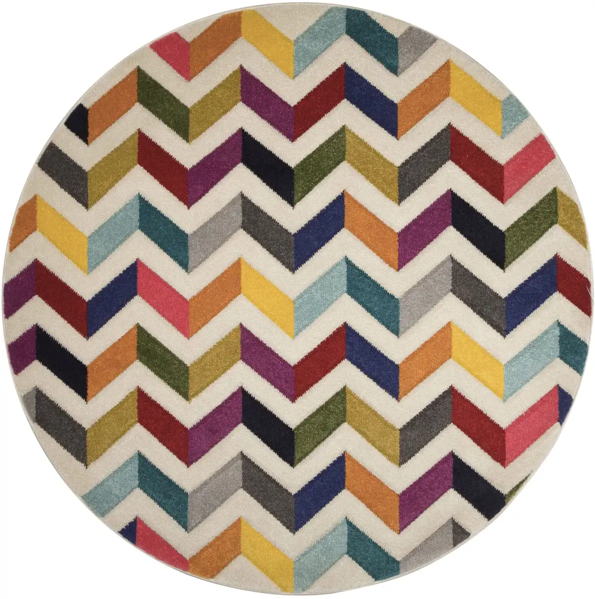 

FLAIR RUGS ковер "Болеро", круглый, подходит для пола с подогревом, геометрический рисунок, с рисунком, зигзаг Ø 160 см, цвет multi