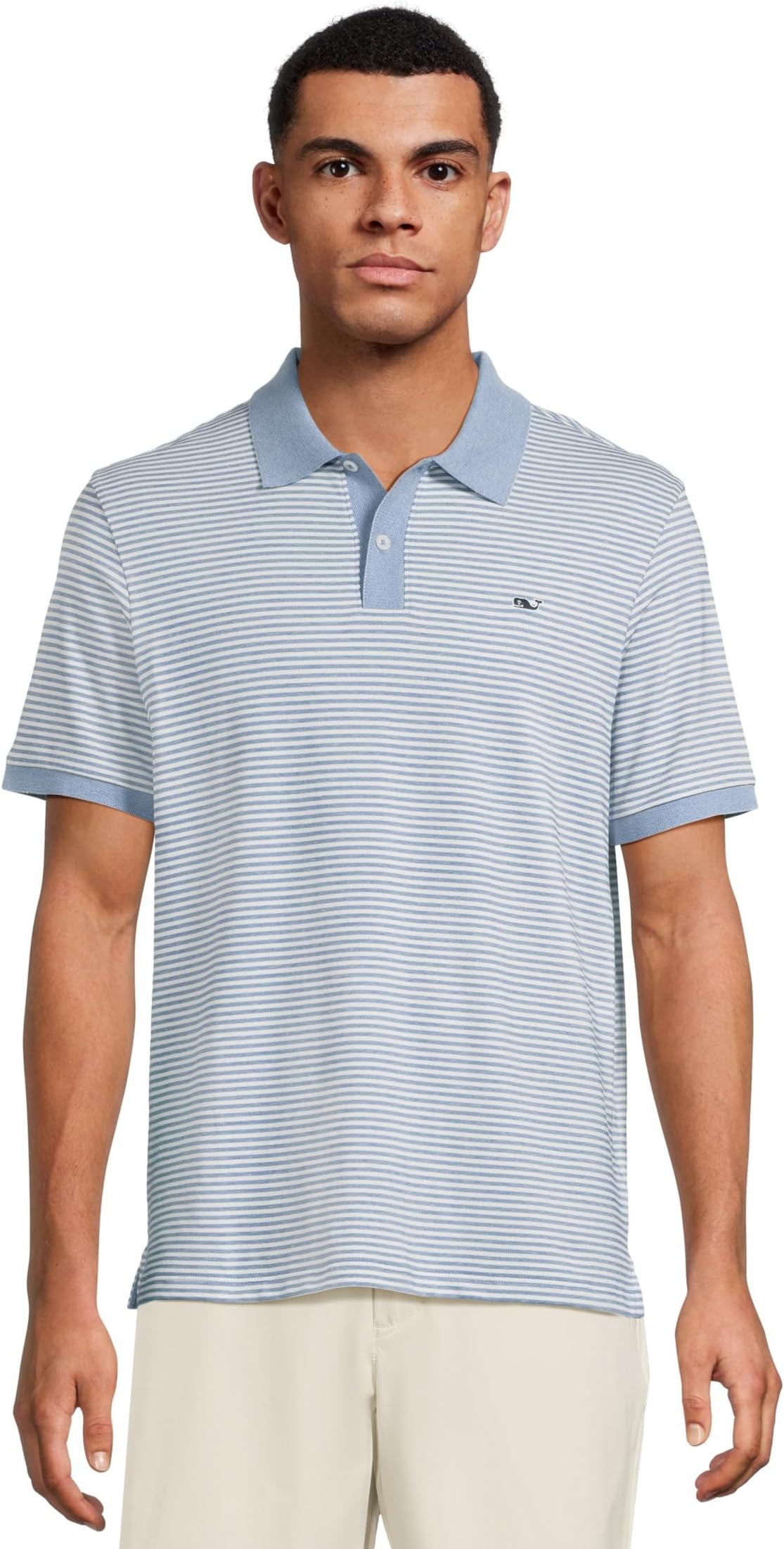 

Футболка Vineyard Vines Stripe Edgartown Pique Polo, цвет Club Blue