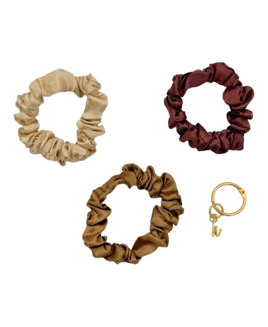 Headbands of Hope Женский набор атласных резинок для волос - верблюжий, каштановый, кремовый цвета