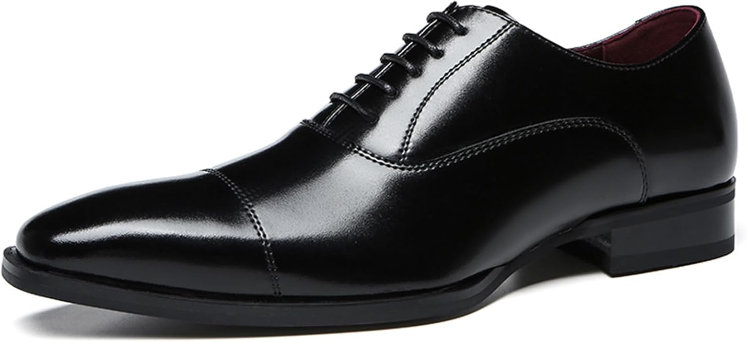 

Мужские классические туфли из натуральной кожи, оксфорды, формальные, с шнуровкой, для бизнеса, современные, для работы и свадьбы Abborora, черный