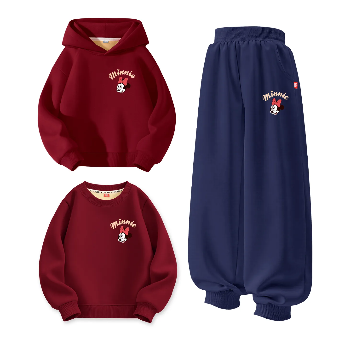 Disney Kids Tang Suits Crew Neck, [Thickened and Fleece-Lined]DiHO Lifting K Burgundy+DiHO Lifting K Navy Blue+DiHO Lifting K Burgundy