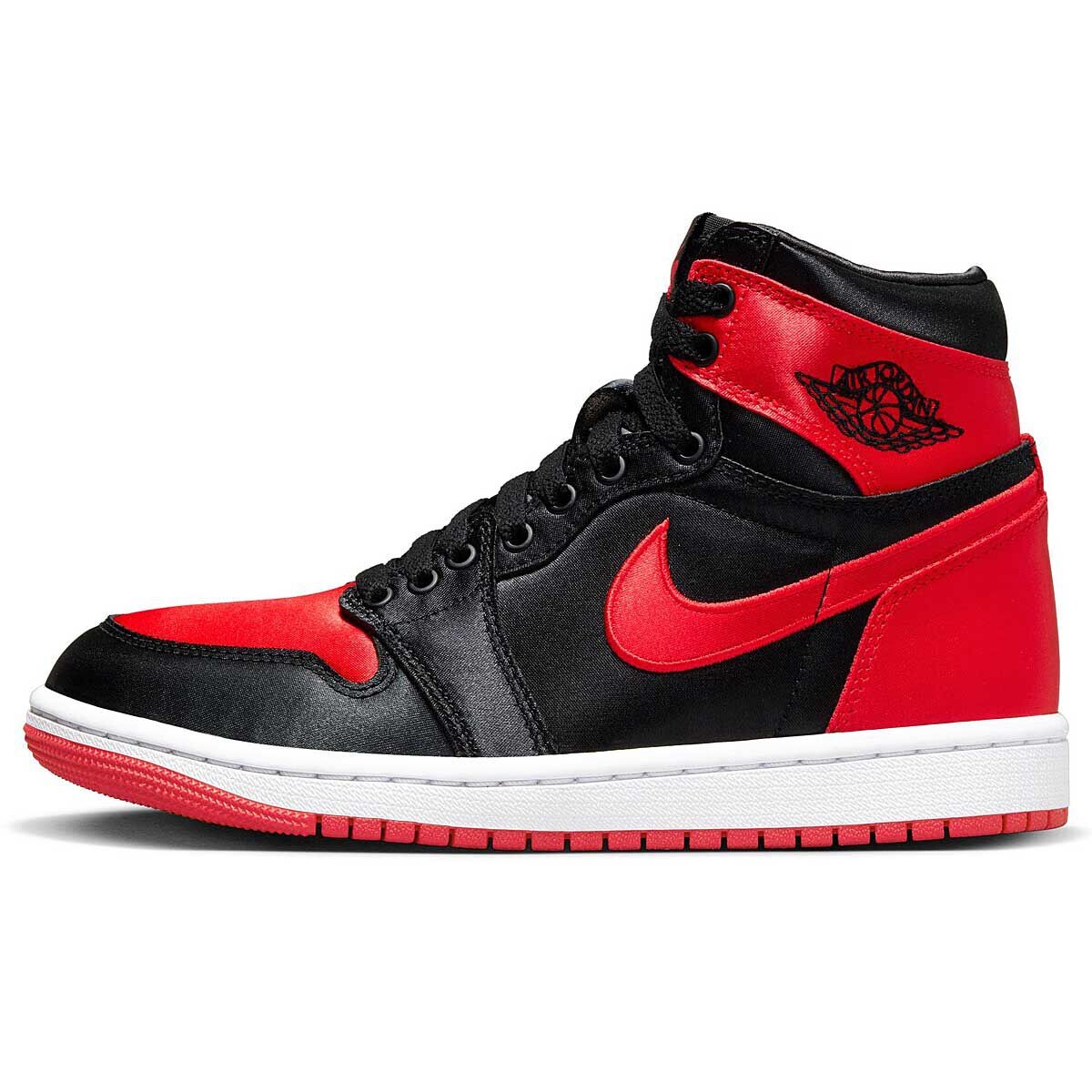 Кроссовки WMNS AIR JORDAN 1 RETRO HI OG SATIN BRED Jordan, цвет Schwarz/Rot/Weiß