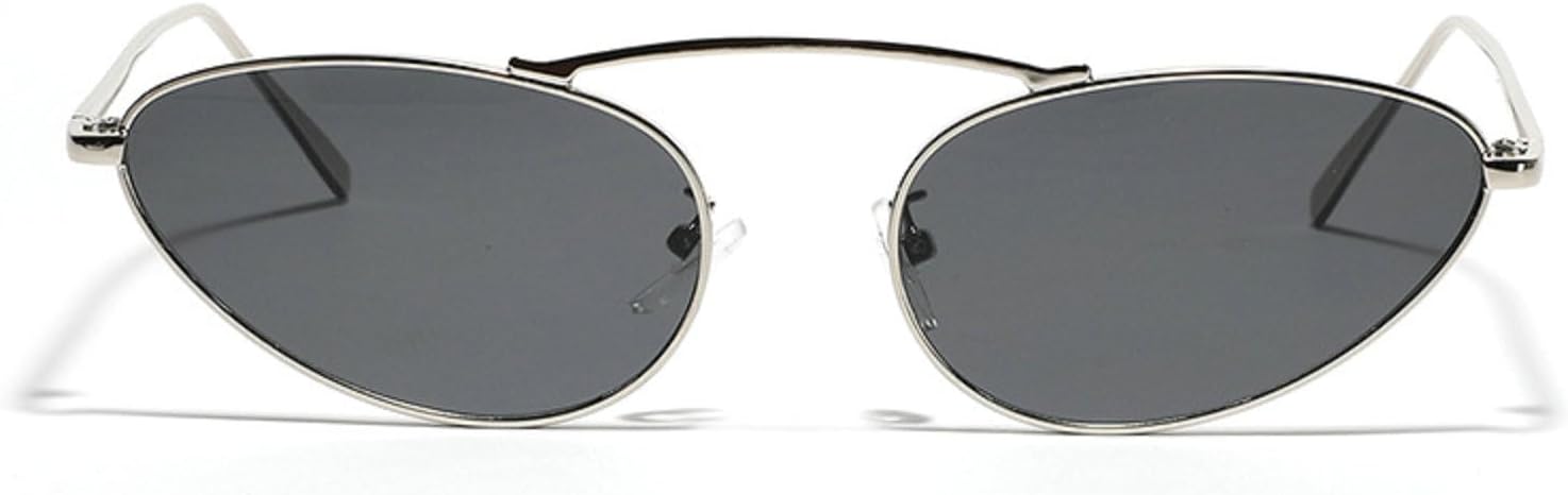 

Роскошные солнцезащитные очки «кошачий глаз» для женщин, модные, 2024 год, уникальные, маленькие, овальные, стильные, с металлической оправой, треугольной формой, защита от ультрафиолета UV400 mincl, Silver Gray