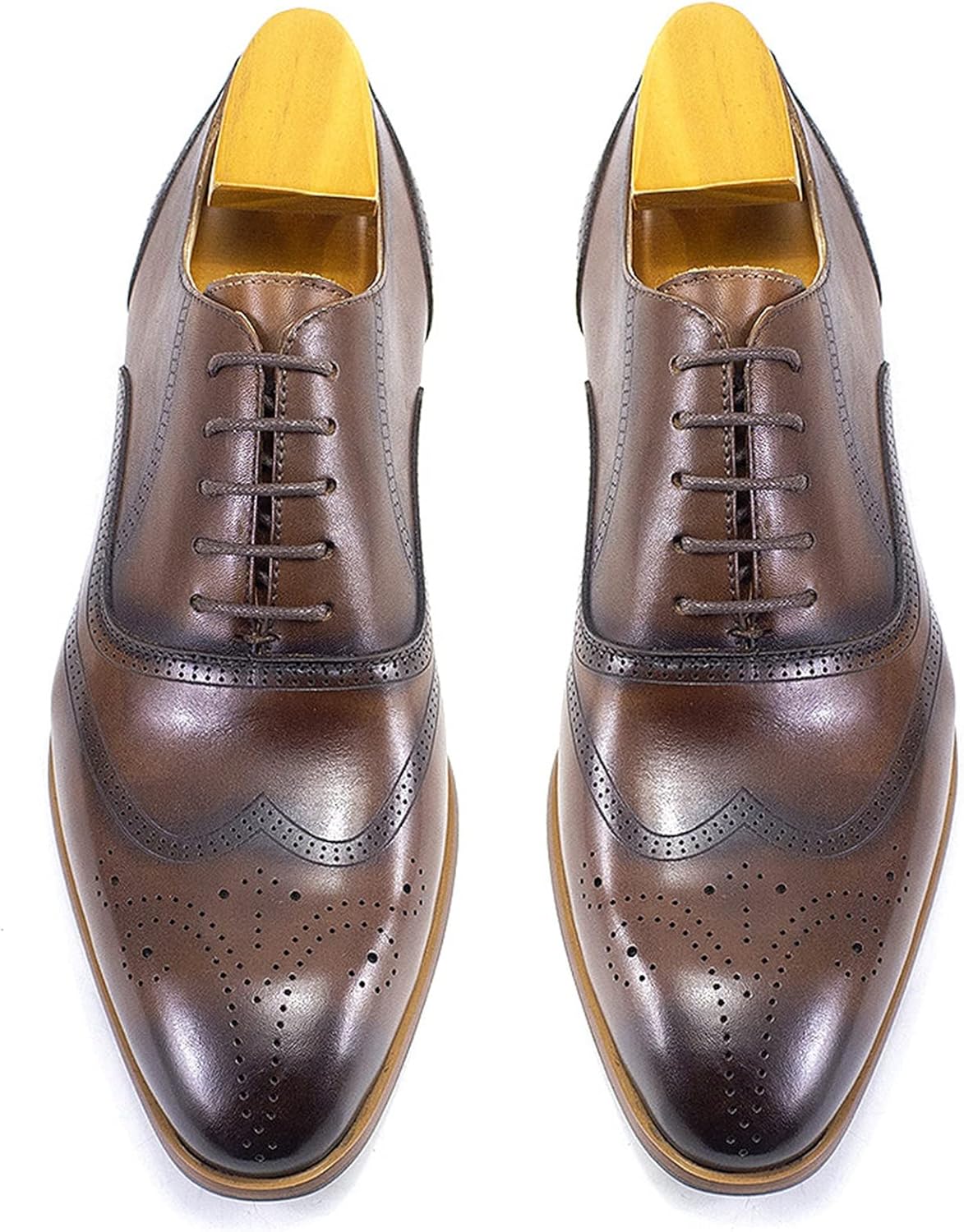 

Мужские туфли TTiiLoe из настоящей кожи, оксфорды с шнуровкой, броги, модные деловые формальные туфли для свадьбы и вечеринки (Цвет: кофе, Размер: 42), 42 Coffee