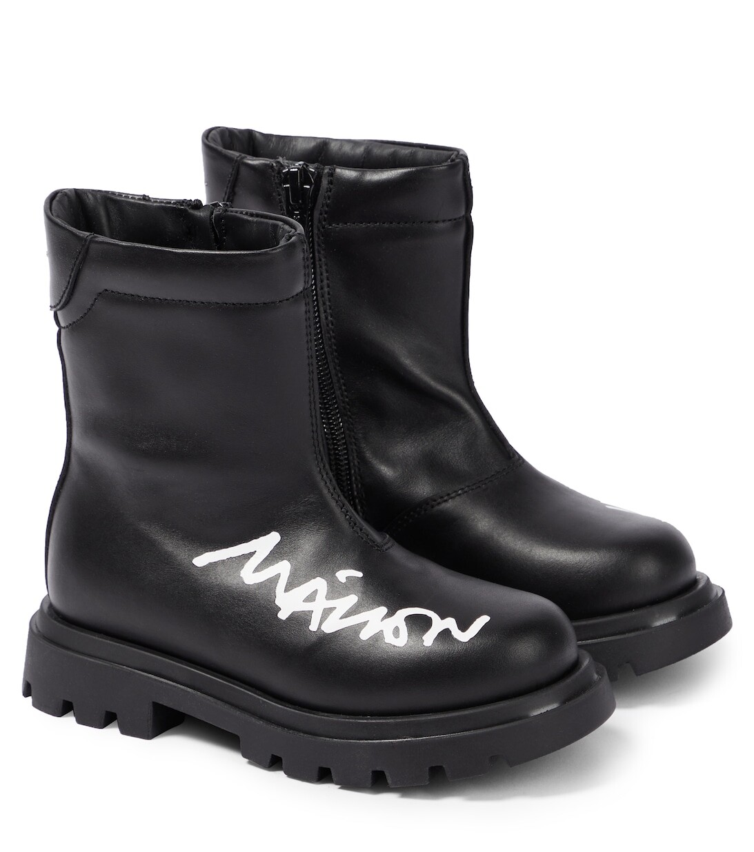 

Кожаные ботинки с логотипом MM6 Maison Margiela, черный