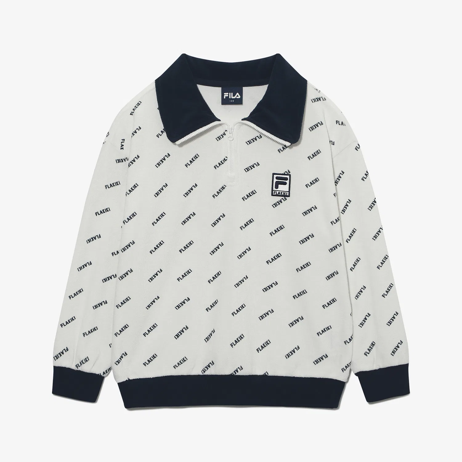 Детский махровый свитшот с воротником белый от Fila Kids