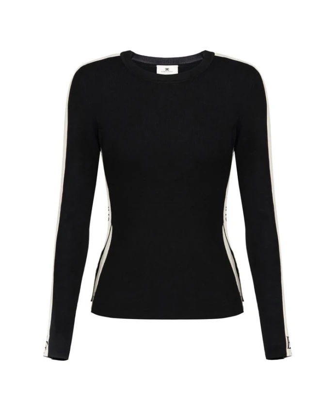 

Топ из вискозы с блестящими полосками Elisabetta Franchi, черный