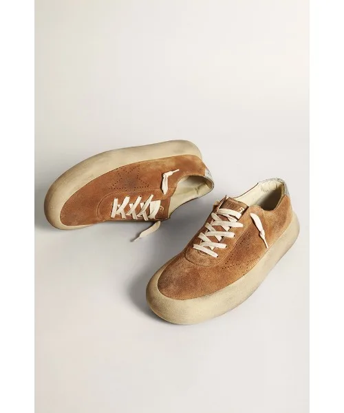 Мужские кроссовки Space-Star из табачного замши GOLDEN GOOSE бежевые