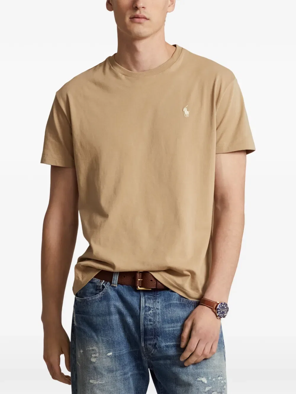 Футболка с вышитым логотипом Polo Ralph Lauren, нейтральный — фото 3