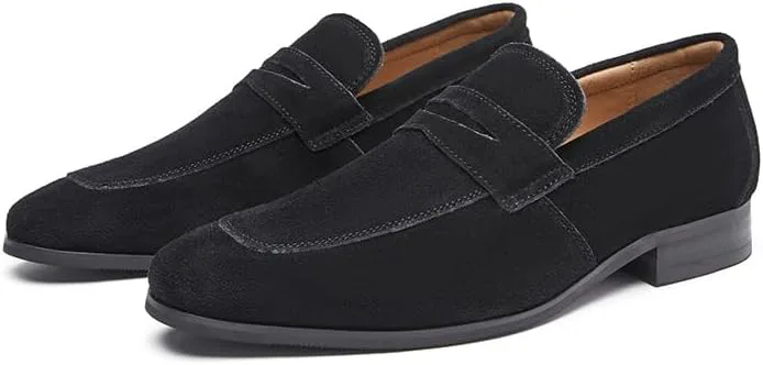 

Мужские замшевые лоферы с монетницей, комфортные слипоны, классические деловые туфли для работы, вождения и официальных мероприятий, летние Gomehui, черный