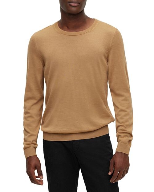 

Шерстяной свитер узкого кроя Leno-P с круглым вырезом BOSS, цвет Tan/Beige
