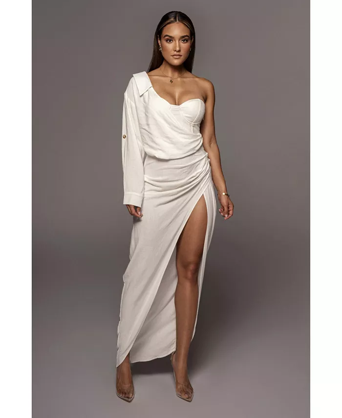 

Женское платье Evita с драпировкой из льна JLUXLABEL, белый