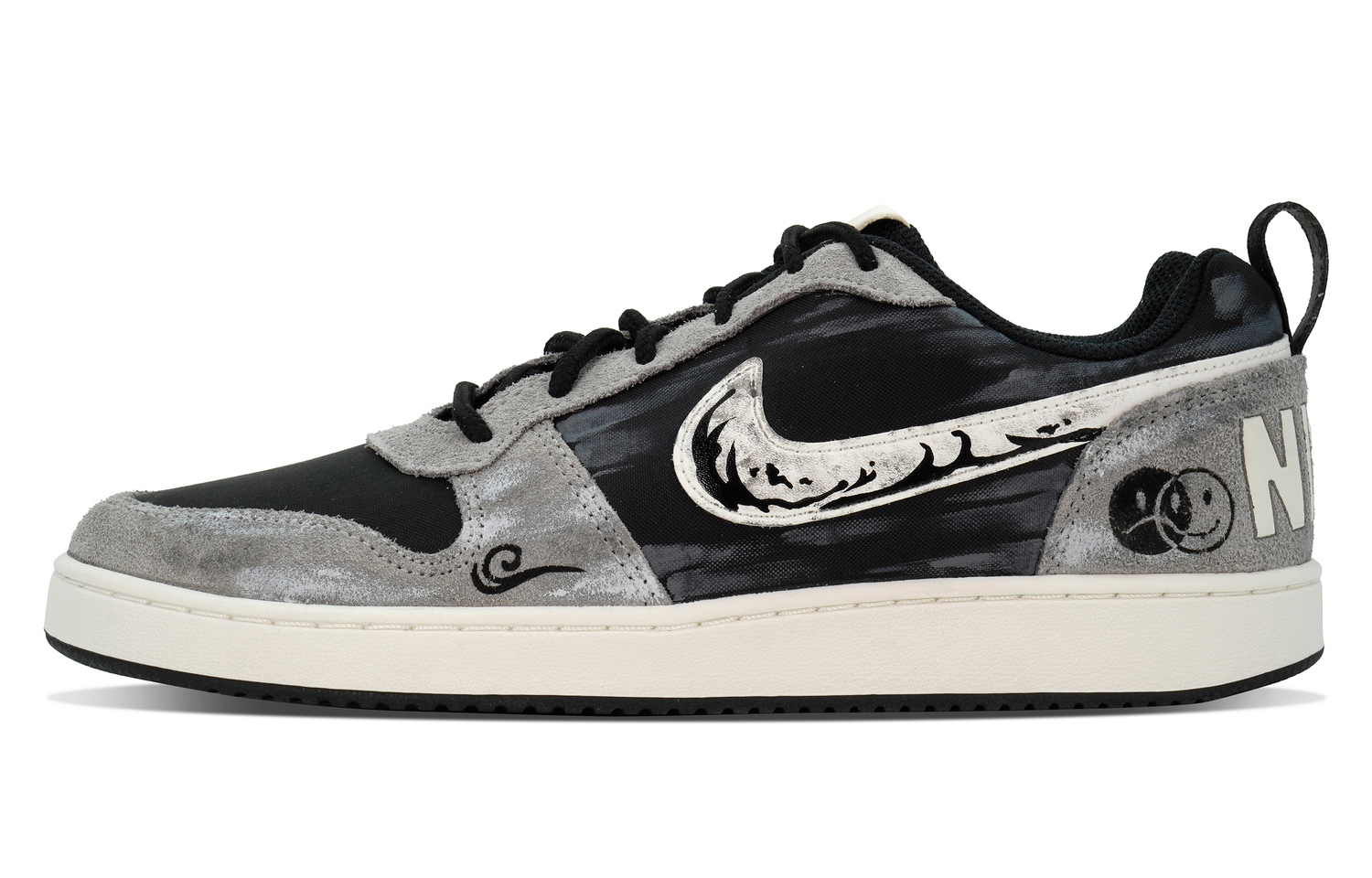 

Nike Кроссовки для скейтбординга Court Borough DEER Dream с устойчивостью к истиранию, низкие, мужские, черно-бело-серые