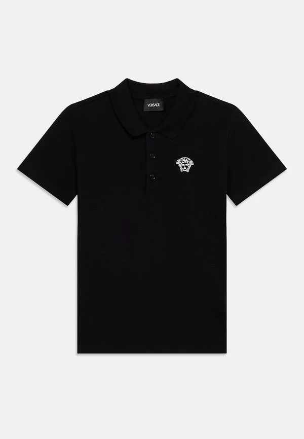 Футболка-Поло с изображением силуэта медузы, унисекс. Versace, Nero/Bianco — фото 3