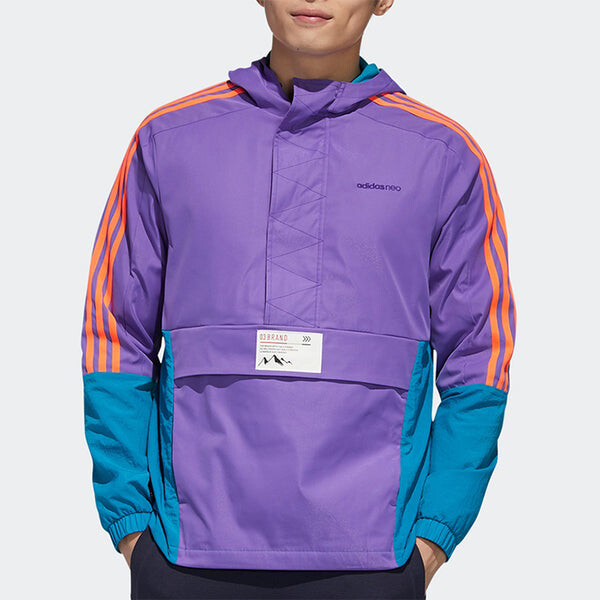 Куртка neo m ss cs wb zipper cardigan windproof colorblock sports hooded jacket purple Adidas, фиолетовый — фото 3