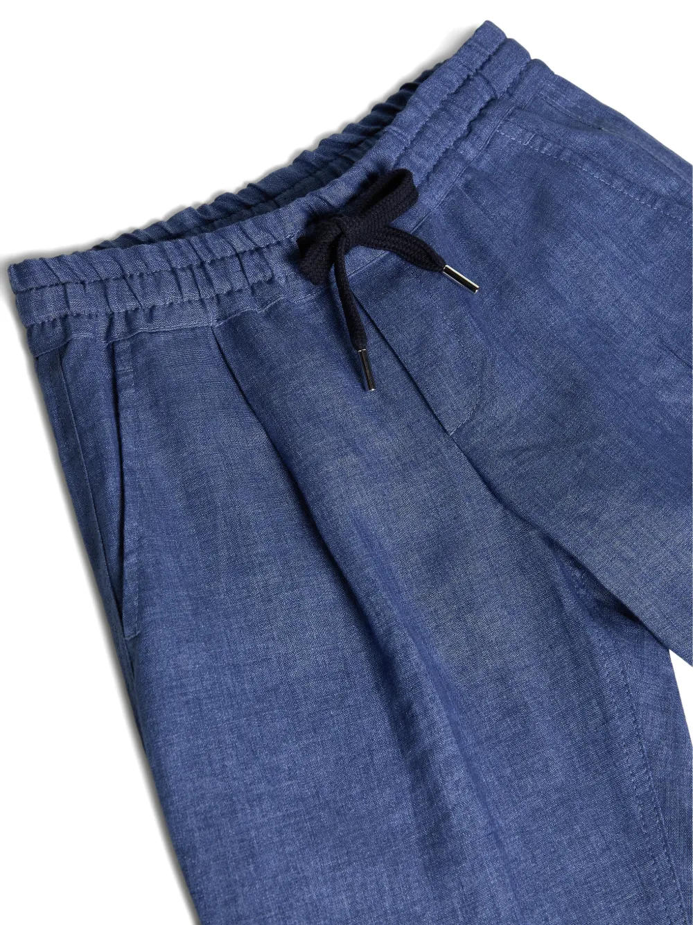Льняные брюки с кулиской Brunello Cucinelli Kids, синий — фото 3