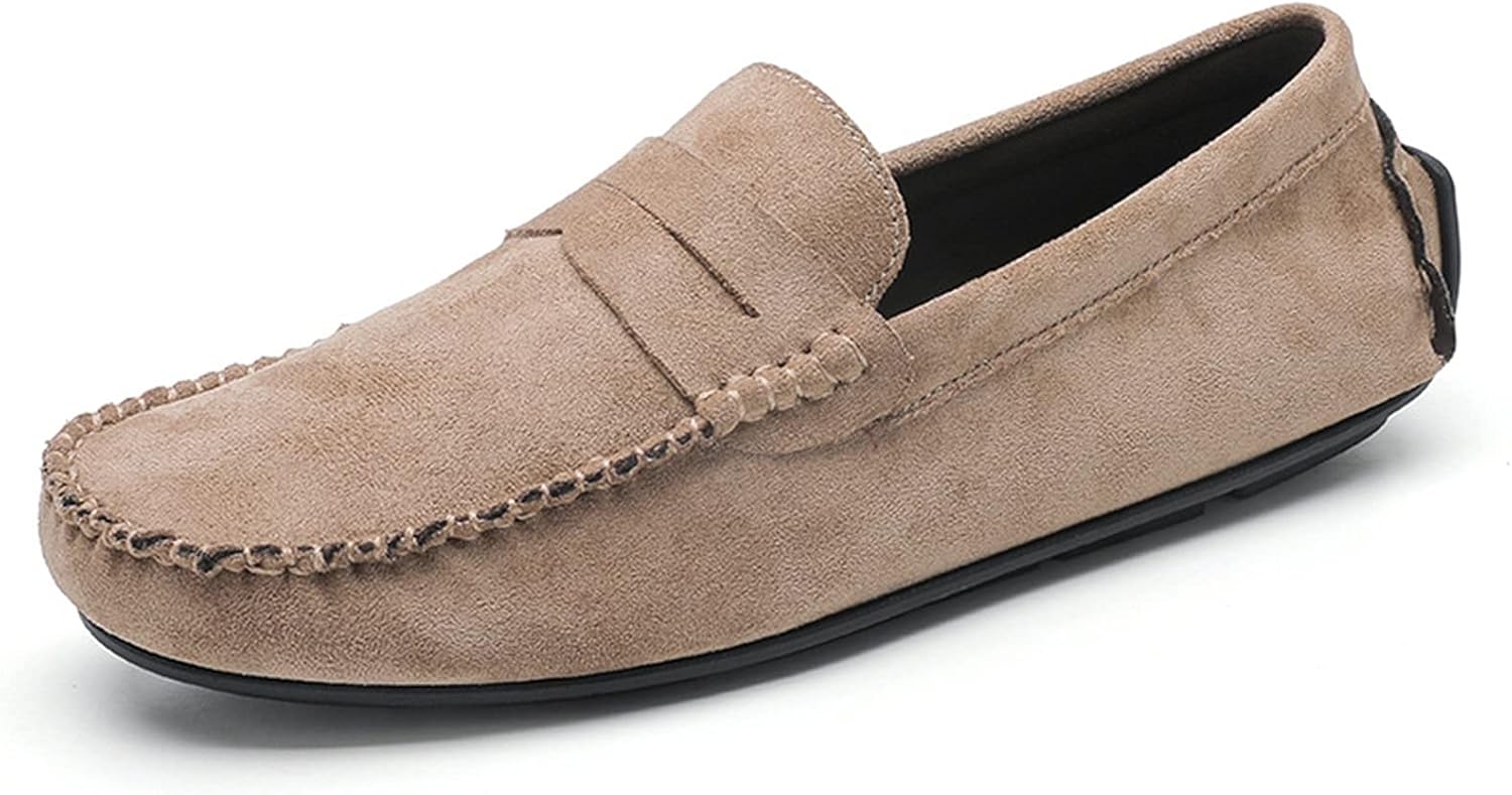 

Мокасины HOOENG для мужчин, замшевая верхняя часть, стиль пенни-лоафер, с декоративной строчкой, круглый носок, плоская подошва, устойчивая, удобная, гибкая, мягкая, повседневная, без шнуровки (Цвет: серый, Размер: 8.5)