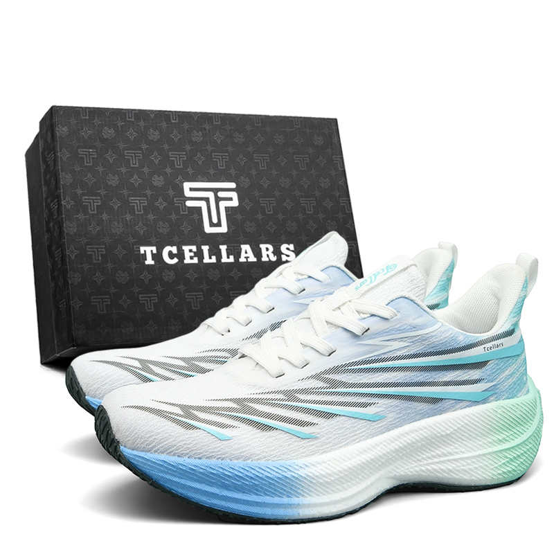 

TCELLARS Амортизирующие износостойкие легкие увеличивающие рост низкие кроссовки для бега мужские эксклюзивная коробка - небесно-голубой белый, цвет Sky Blue White