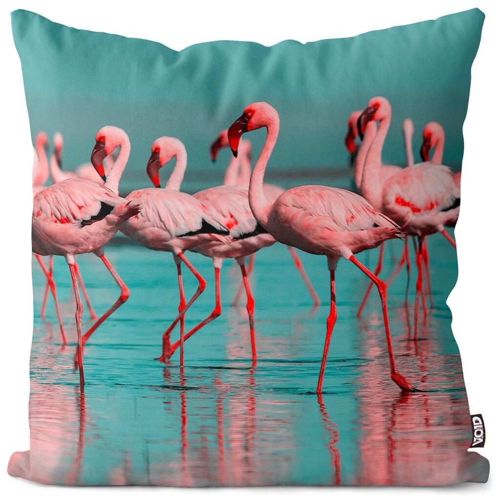 

Чехол на подушку VOID Flamingos Africa Lake, полиэстер, водонепроницаемая подушка для улицы и дома. Размер: 80 x 80 см.