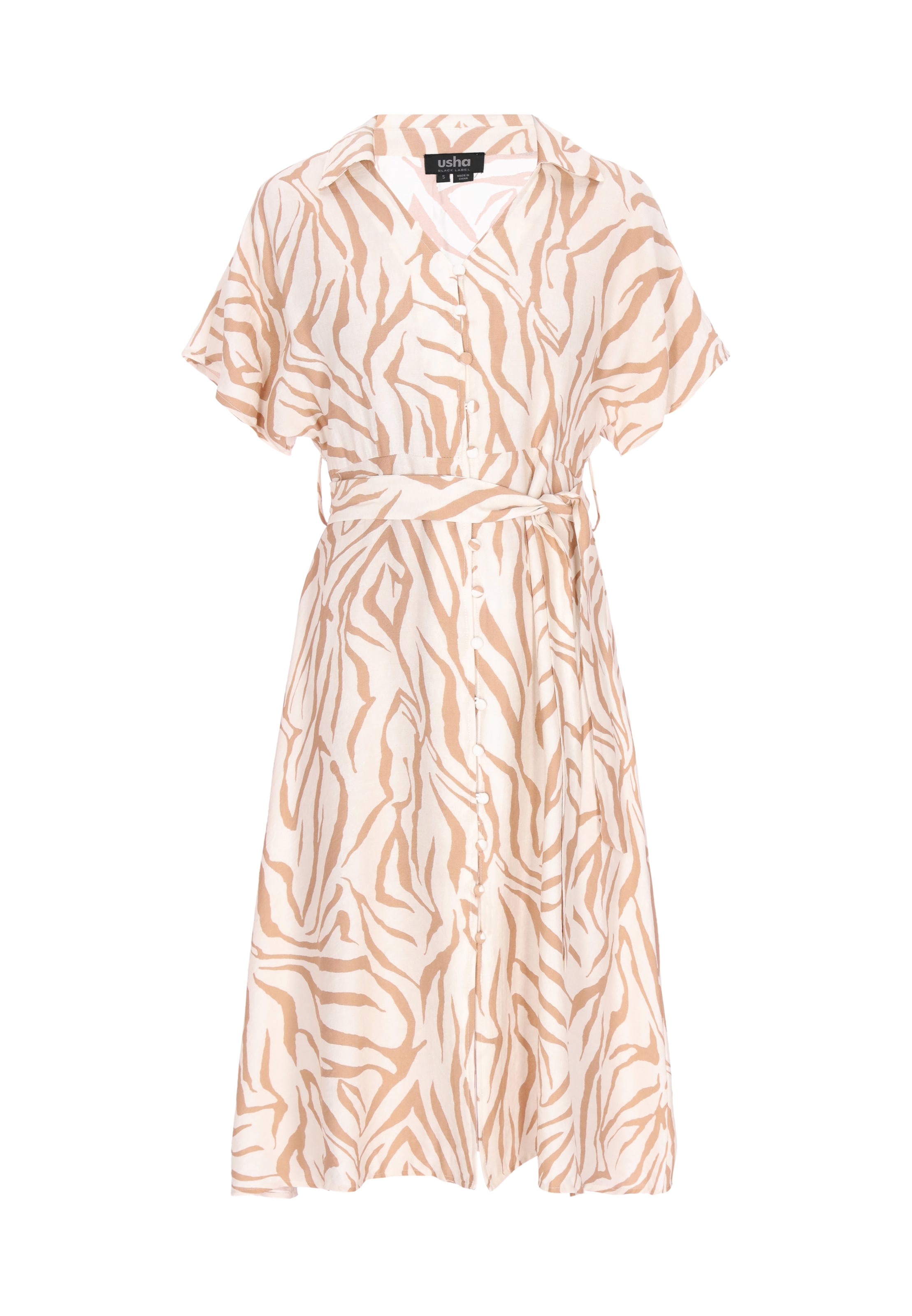 

Usha BLACK LABEL Платье-рубашка 'Classic' в бежевом цвете