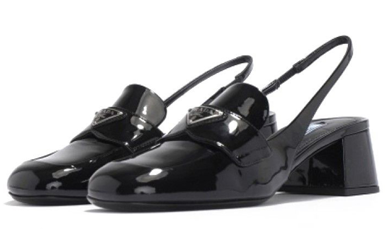 Prada Туфли на толстом каблуке 4,5 см, женские, черный — фото 4