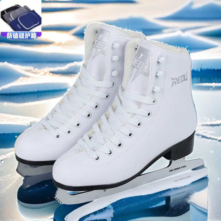 

HEAD Коньки для фигурного катания, лезвия Ball Blades, для скоростного бега, подходят для начинающих, белые лезвия для фигурного катания + наколенники, размер 34