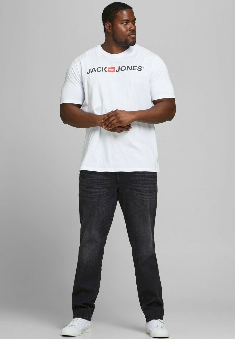 

Футболка с принтом CORP LOGO KURZARM PLUS SIZE 2 PACK Jack & Jones, белый деним