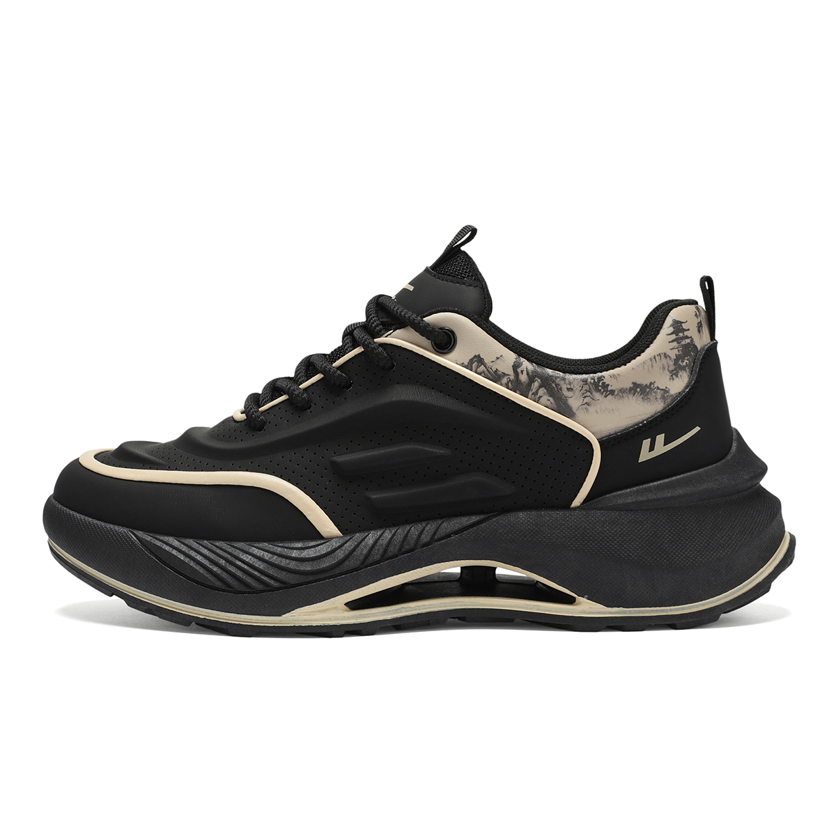 

WARRIOR Мужские повседневные кеды низкие бело-сине-бело-зеленые черно-хаки (эффект потертости), цвет Black/Khaki (Ink Wash)