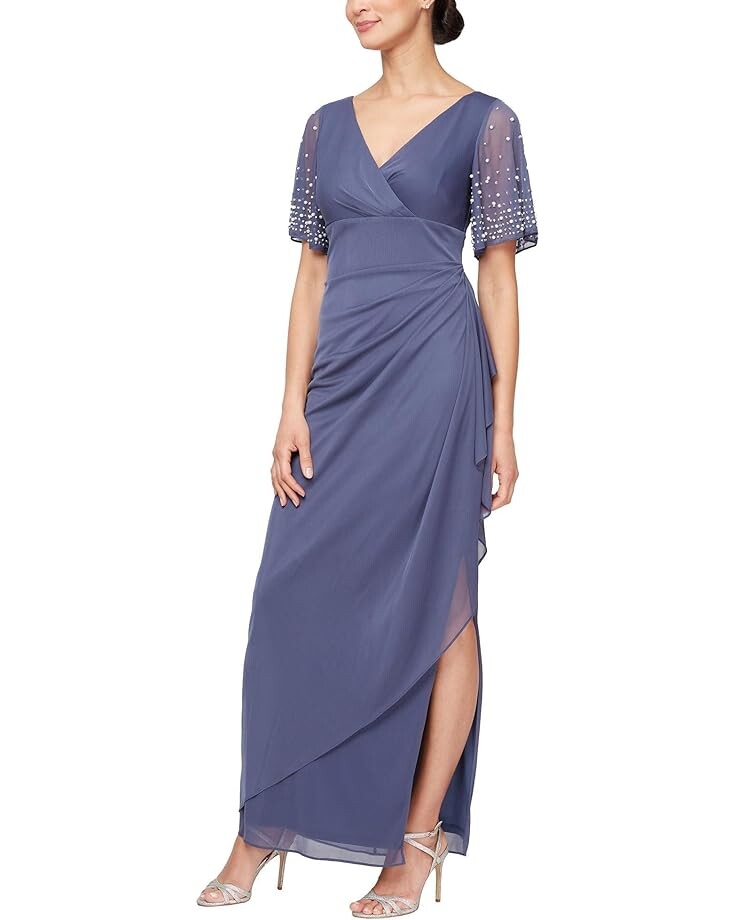 

Платье Alex Evenings Long Mesh with Flutter Sleeves, цвет Violet