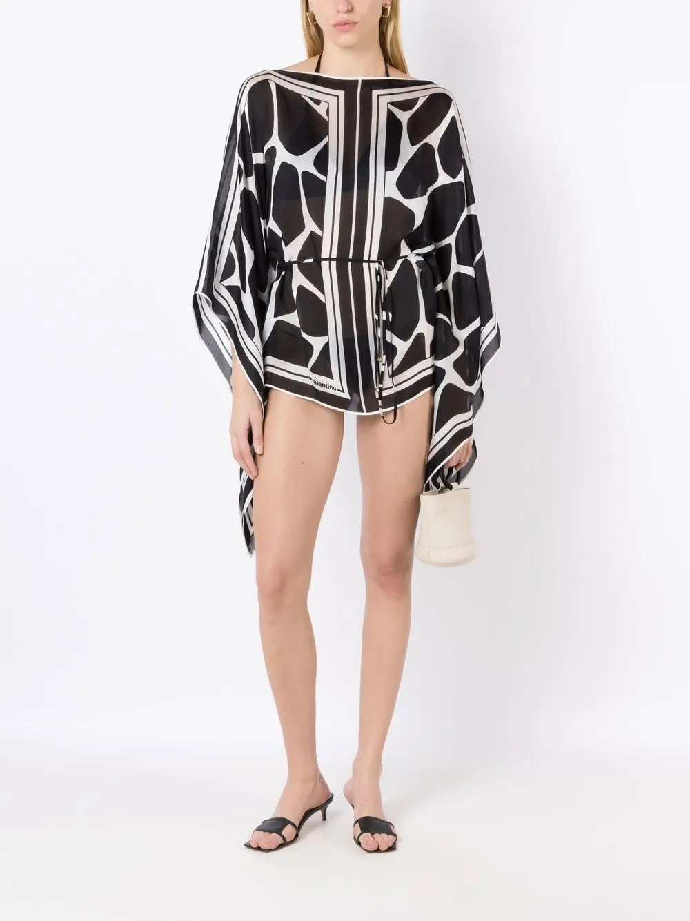 

Шелковая накидка в двух тонах VALENTINO GARAVANI, черный