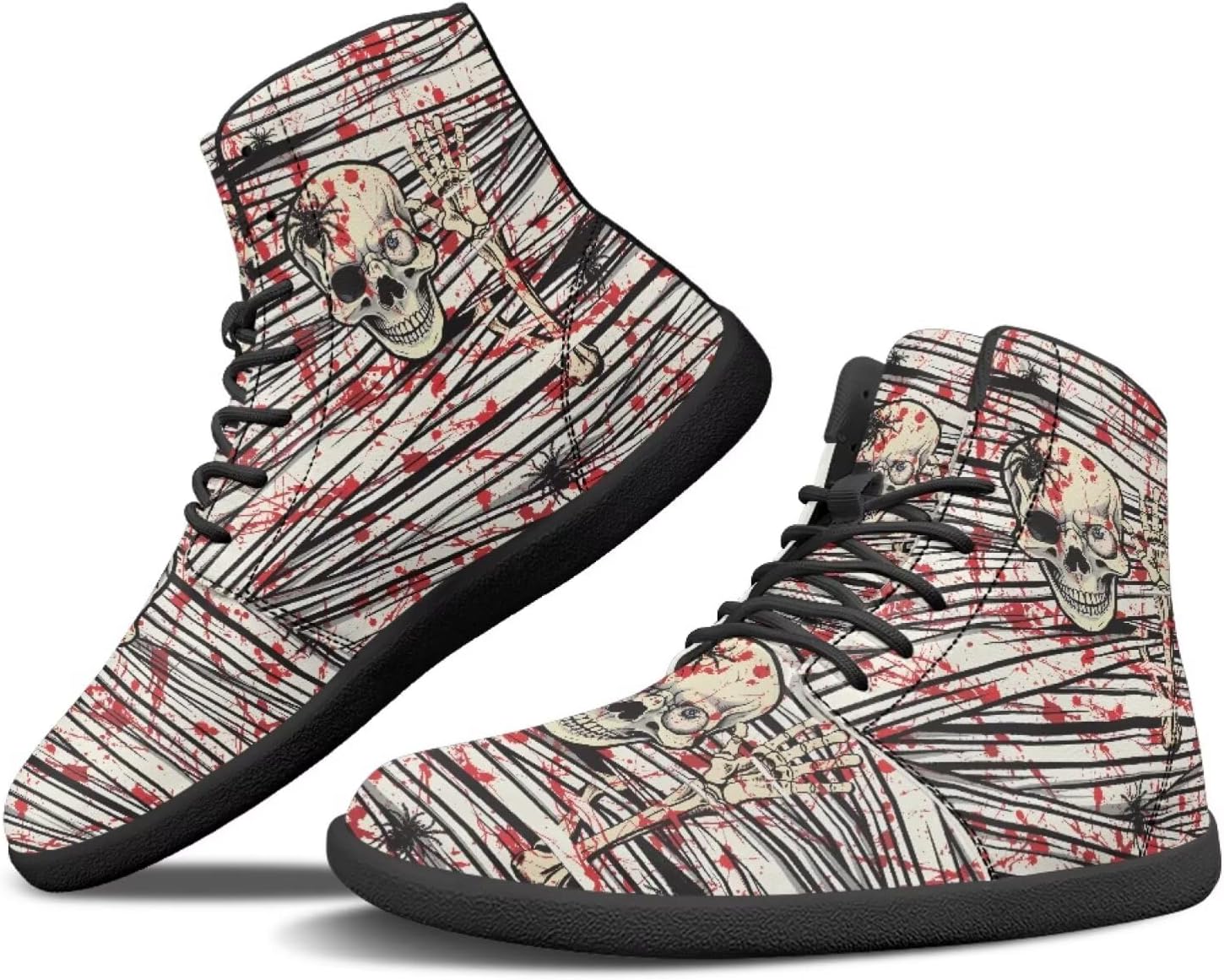 

Мужские высокие зимние ботинки Binienty Barefoot Zero Drop для походов, водонепроницаемые, из искусственной кожи, Bandages Skull