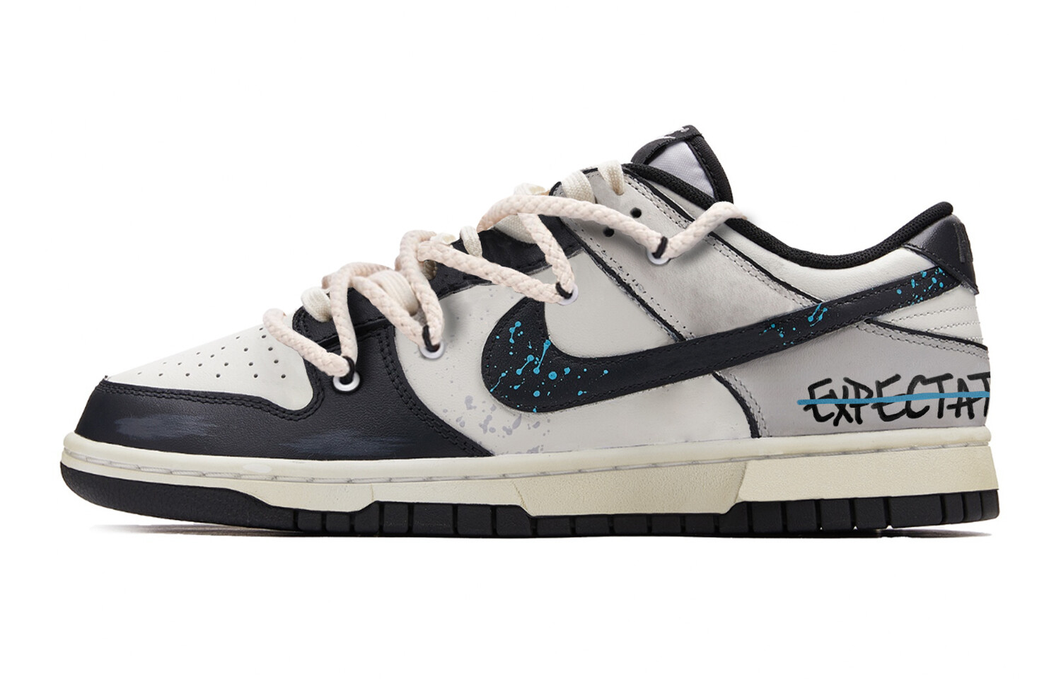 

Кроссовки Nike Dunk Skateboarding Shoes Men Low-top Black/m/gray, черный/бежевый/серый