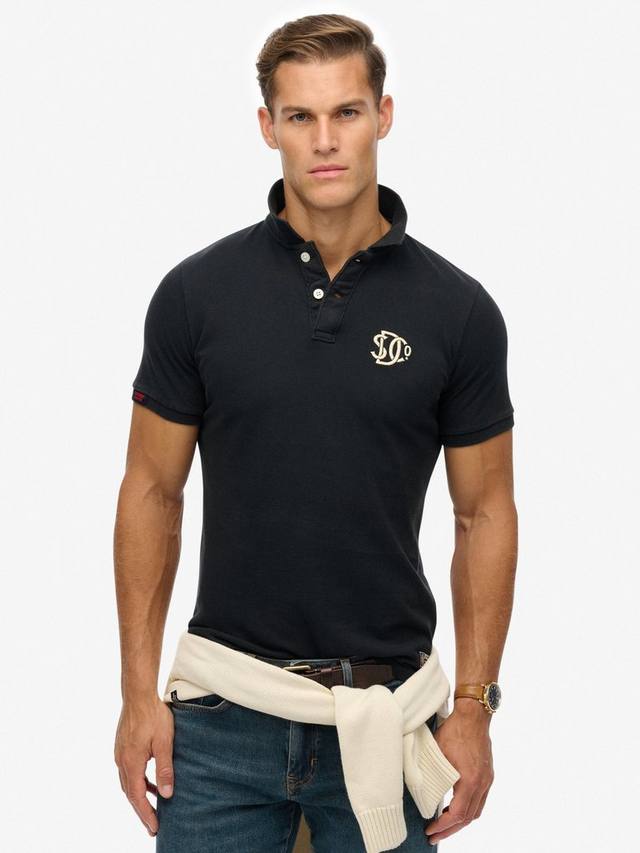 

Винтажная поло с вышивкой в спортивном стиле Superdry, Navy