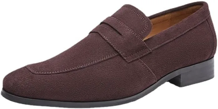 

Мужские замшевые лоферы с монетницей, комфортные слипоны, классические деловые туфли для работы, вождения и официальных мероприятий, летние Gomehui, коричневый