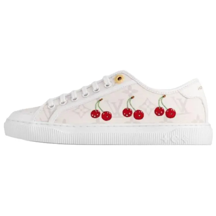 LOUIS VUITTON Туфли женские белые Takashi Murakami x Cherry Collection Lagoon Low Top Canvas