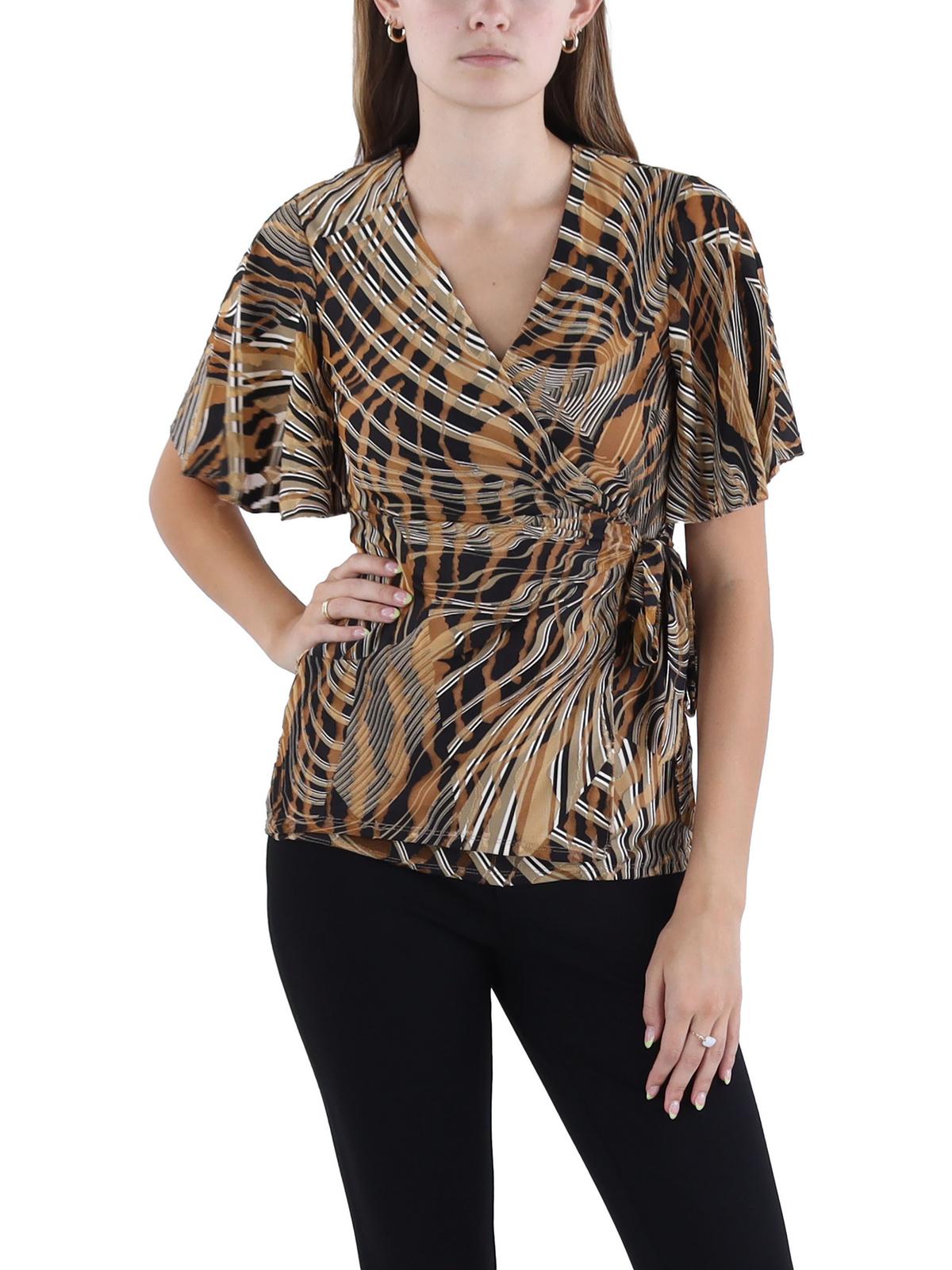 

Женский топ Shell Tie Front Wrap Top Anne Klein, цвет anne black multi