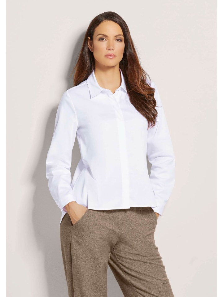 

MADELEINE Стильная блузка с длинными рукавами и отложным воротником белого цвета