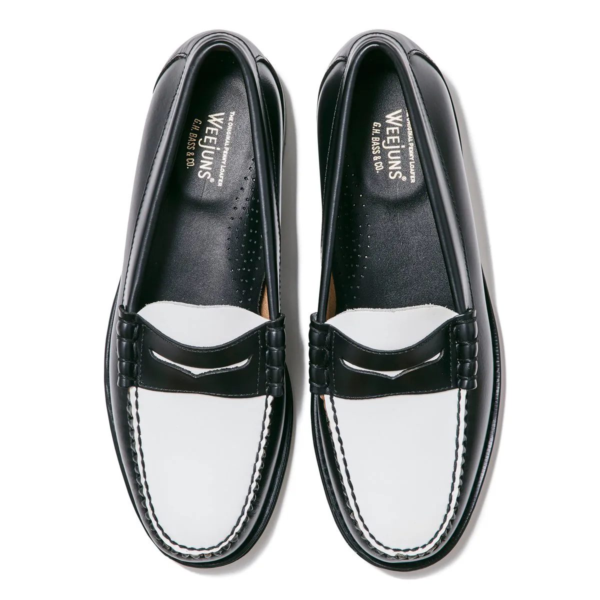 BA11010H LARSON Larson Penny Loafer Кожаные лоферы Мужские G.H.Bass, BLACK & WHITE — фото 4