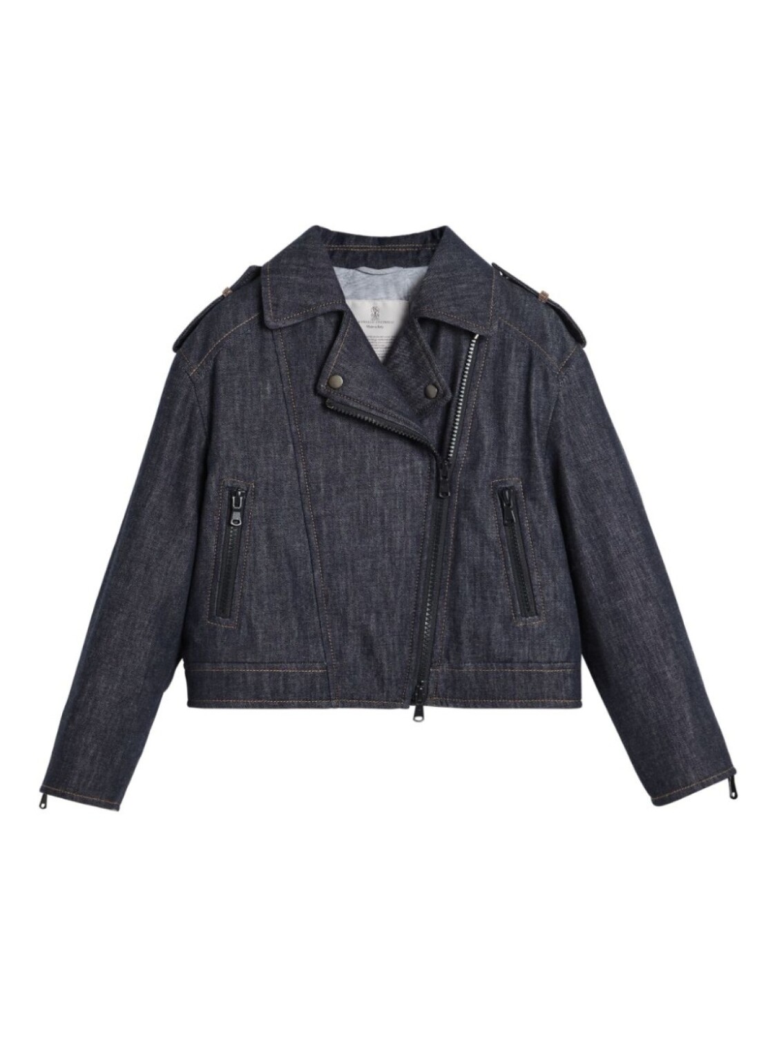 

Brunello Cucinelli Kids куртка байкерская из денима Monili, синий