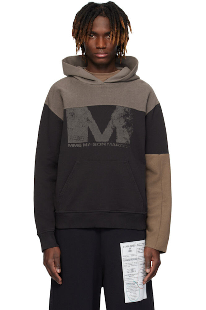

Толстовка с капюшоном черного и коричневого цвета MM6 Maison Margiela