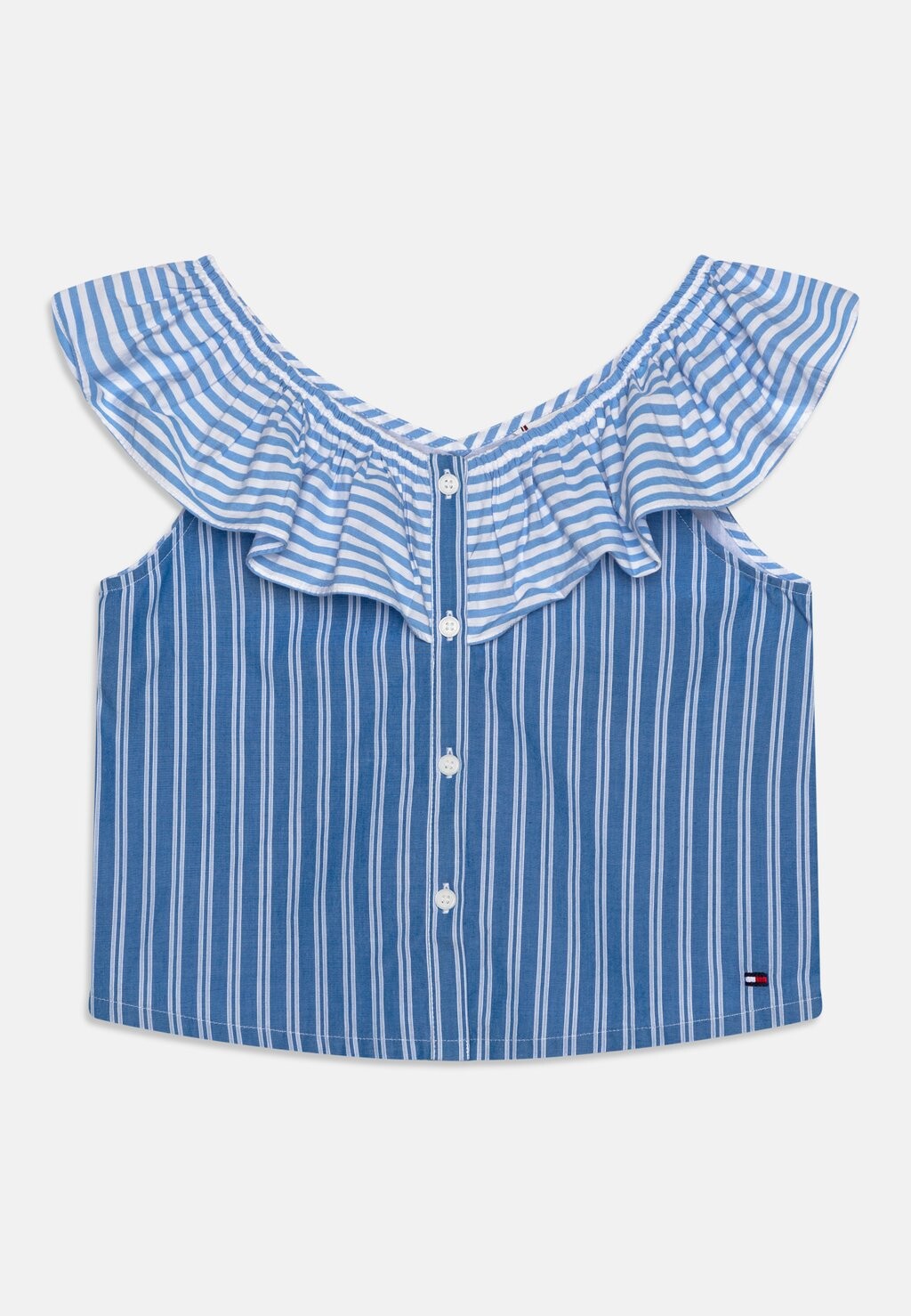 

Блузка Mixed Stripe Frill Top Tommy Hilfiger, цвет blue spell/white