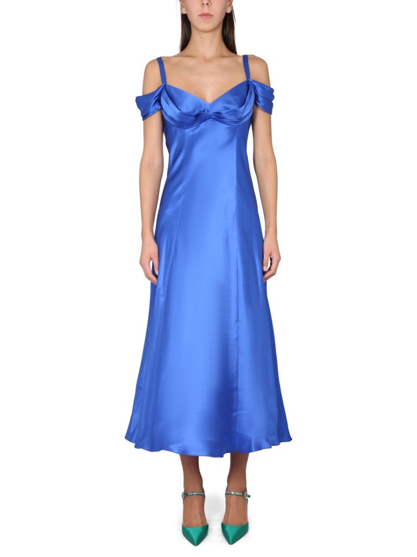 

Платье с открытыми плечами Alberta Ferretti, синий