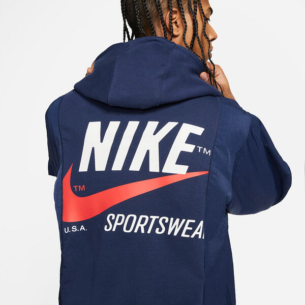 Толстовка Nike Sportswear Logo Hoodie 'Midnight Navy', синий — фото 3