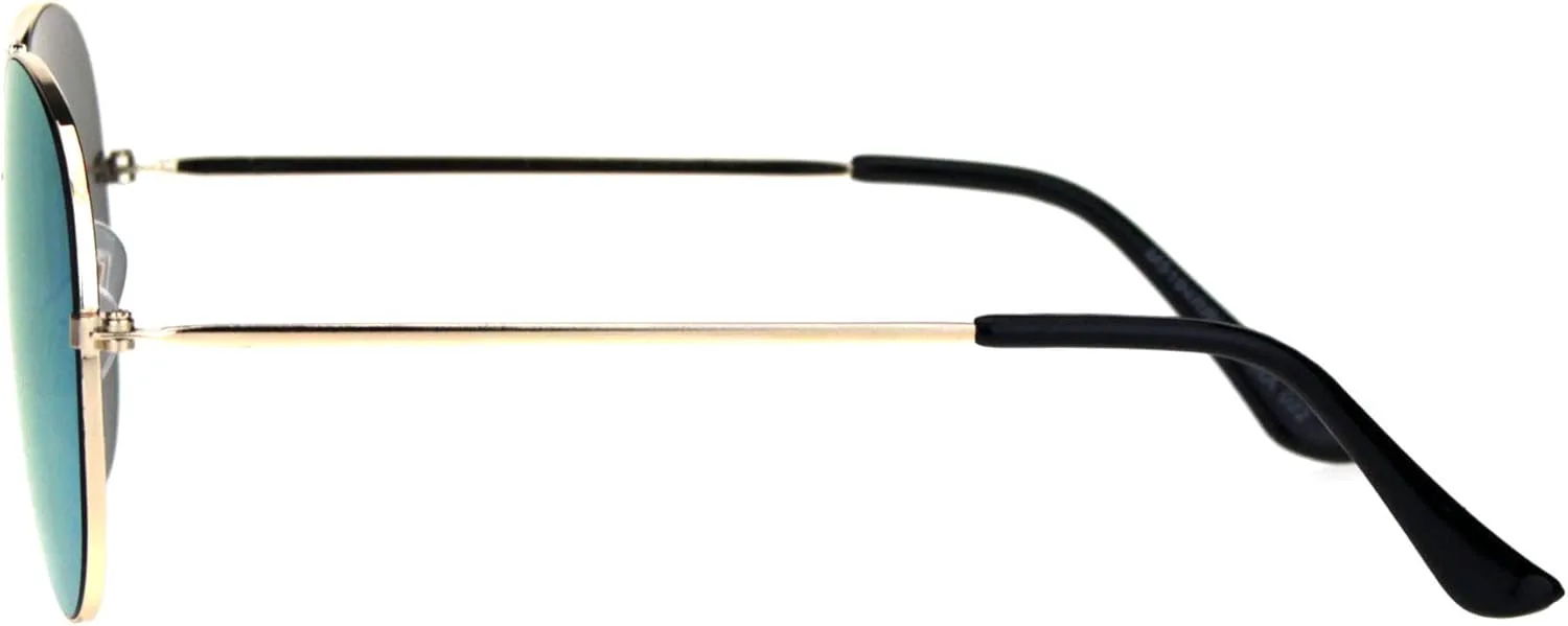 

Классические солнцезащитные очки-авиаторы унисекс с тонкой металлической оправой, зеркальными линзами и защитой от УФ-излучения UV 400 PASTL, Gold (Blue Mirror)