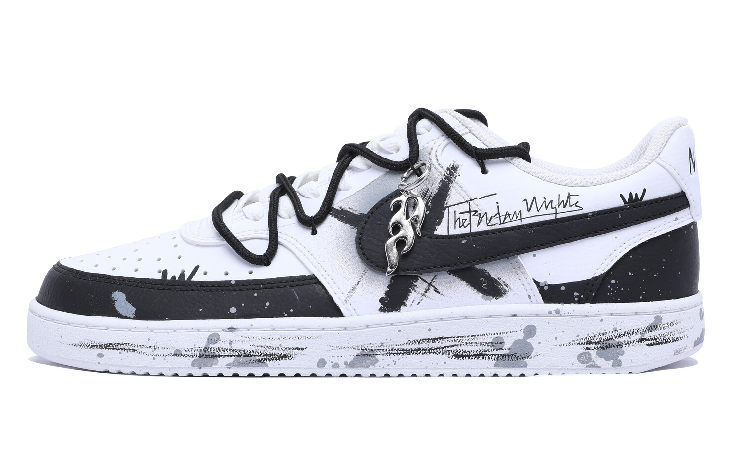 

Кроссовки Nike Court Vision 1 Skateboard Shoes Women's Low-Top Black White, черный